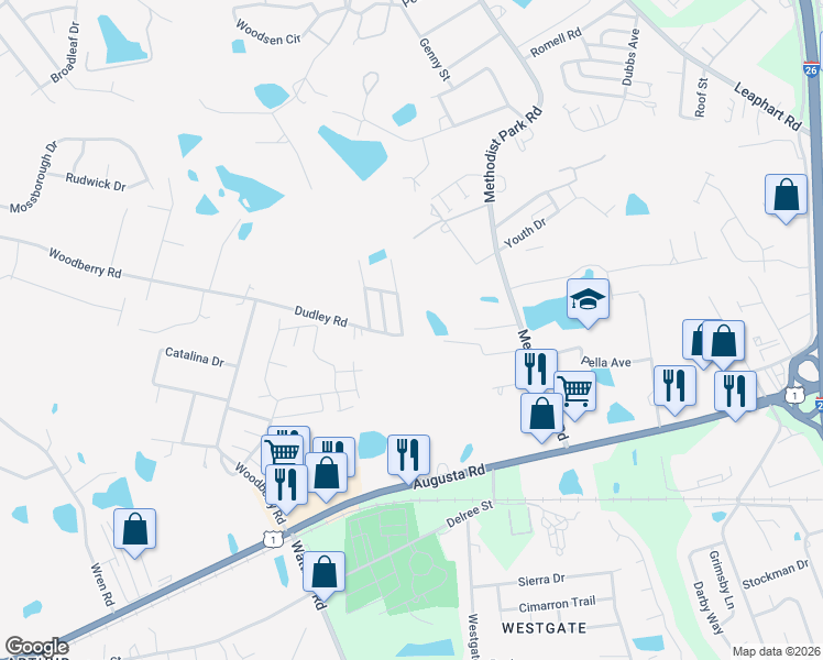 map of restaurants, bars, coffee shops, grocery stores, and more near 603 Isabelle Road in West Columbia