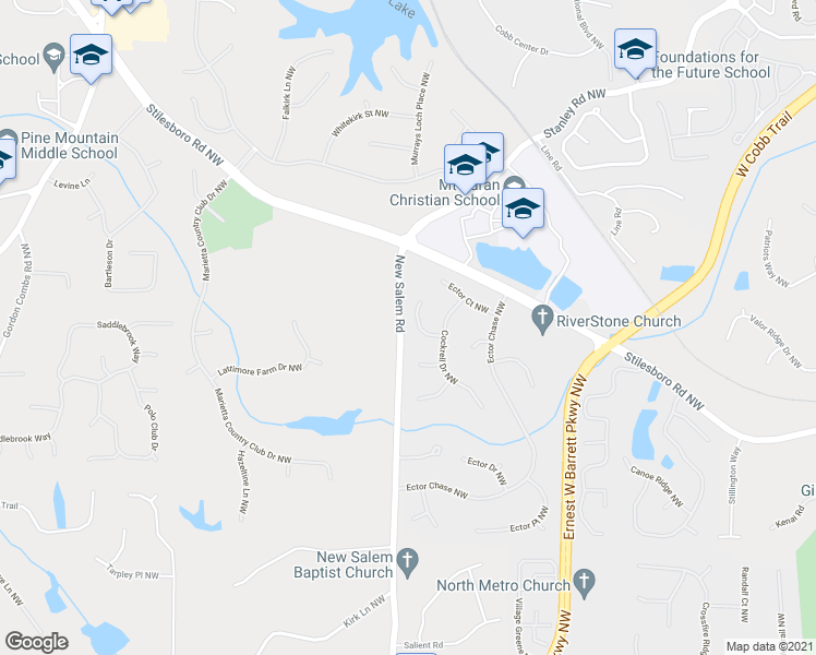 map of restaurants, bars, coffee shops, grocery stores, and more near 1119 Cockrell Court Northwest in Kennesaw