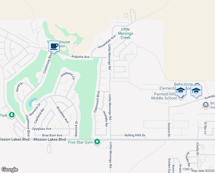 map of restaurants, bars, coffee shops, grocery stores, and more near 64977 Ray Court in Desert Hot Springs