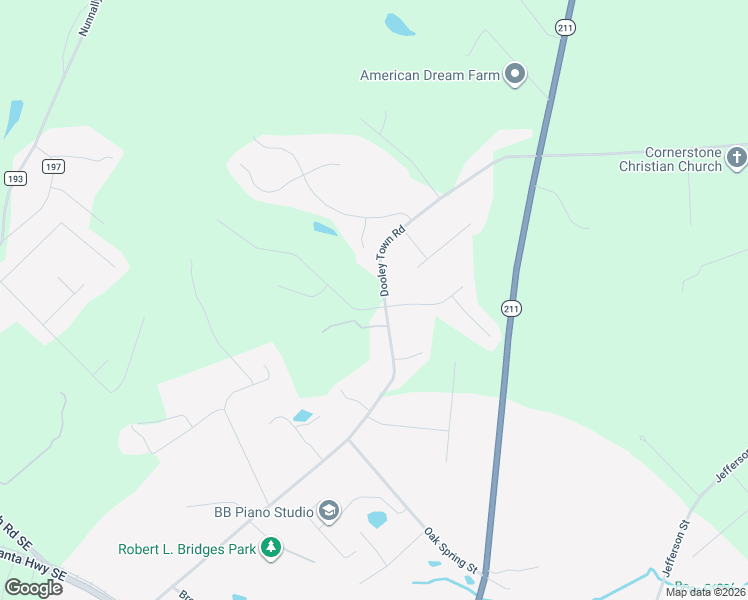 map of restaurants, bars, coffee shops, grocery stores, and more near 1401 Princeton Drive in Statham