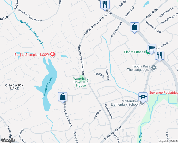 map of restaurants, bars, coffee shops, grocery stores, and more near 894 Michael Lee Way in Lawrenceville