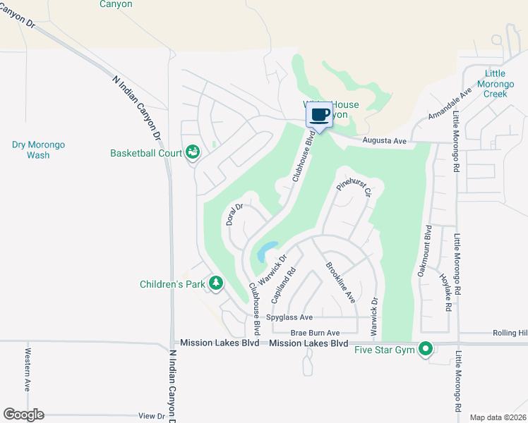 map of restaurants, bars, coffee shops, grocery stores, and more near 64326 Doral Drive in Desert Hot Springs
