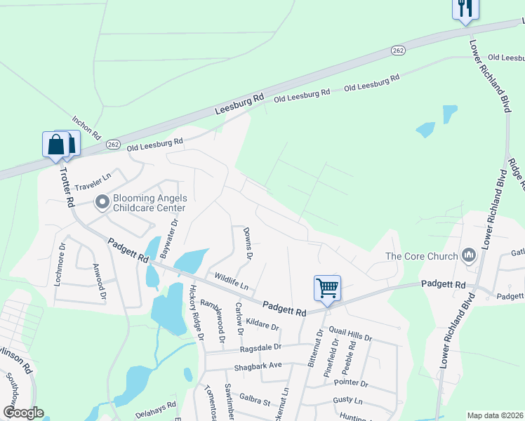 map of restaurants, bars, coffee shops, grocery stores, and more near 334 Downs Drive in Columbia