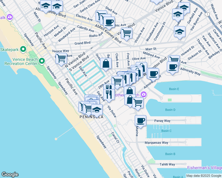 map of restaurants, bars, coffee shops, grocery stores, and more near 2915 Grayson Avenue in Los Angeles