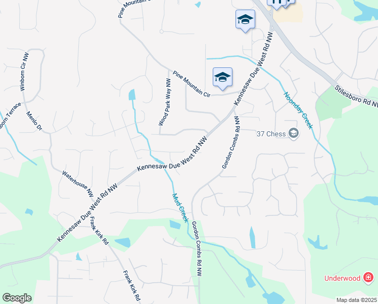 map of restaurants, bars, coffee shops, grocery stores, and more near 2987 Windward Drive Northwest in Kennesaw