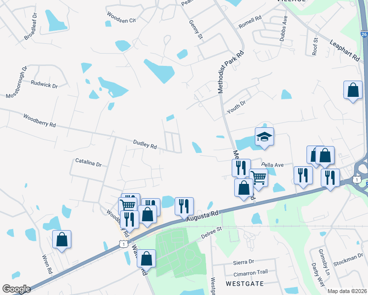 map of restaurants, bars, coffee shops, grocery stores, and more near 603 Isabelle Road in Irmo