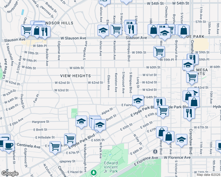 map of restaurants, bars, coffee shops, grocery stores, and more near 6226 Eileen Avenue in Los Angeles