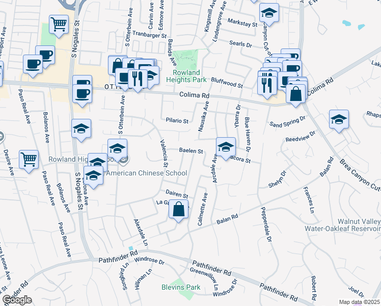map of restaurants, bars, coffee shops, grocery stores, and more near 1953 Camwood Avenue in Rowland Heights
