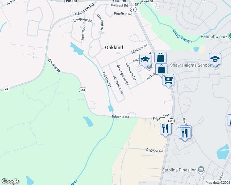 map of restaurants, bars, coffee shops, grocery stores, and more near 2341 Tall Oak Rd in Sumter