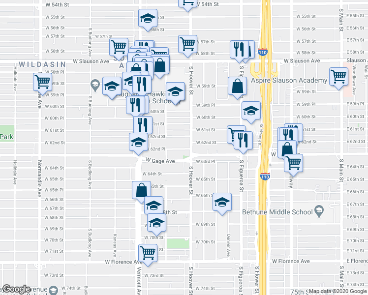 map of restaurants, bars, coffee shops, grocery stores, and more near in Los Angeles