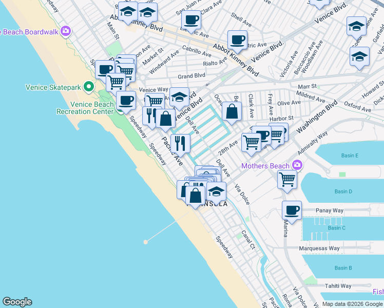 map of restaurants, bars, coffee shops, grocery stores, and more near 2616 Strongs Drive in Los Angeles