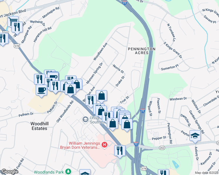 map of restaurants, bars, coffee shops, grocery stores, and more near 926 Cedar Terrace in Columbia