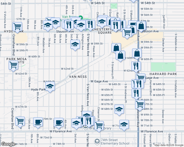 map of restaurants, bars, coffee shops, grocery stores, and more near 6213 Haas Avenue in Los Angeles