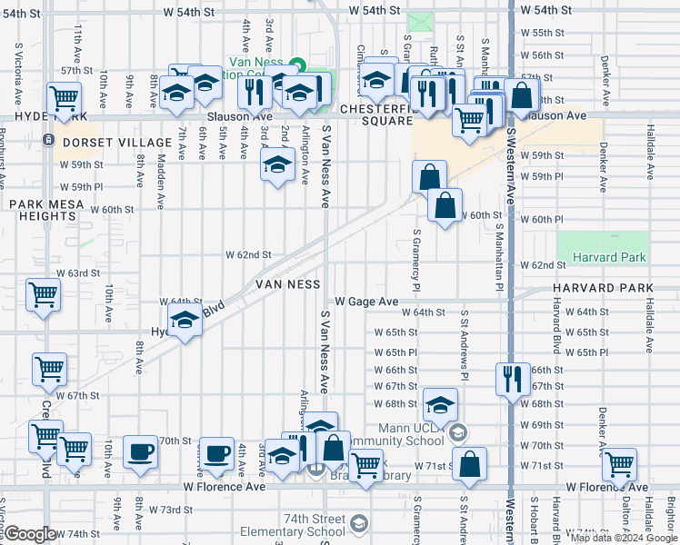 map of restaurants, bars, coffee shops, grocery stores, and more near 6213 Haas Avenue in Los Angeles