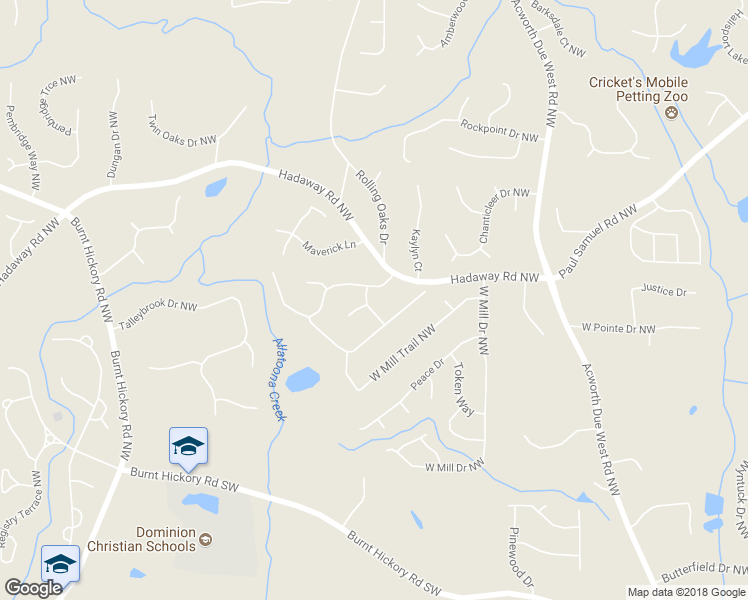 map of restaurants, bars, coffee shops, grocery stores, and more near 1160 Tumbleweed Trail Northwest in Kennesaw