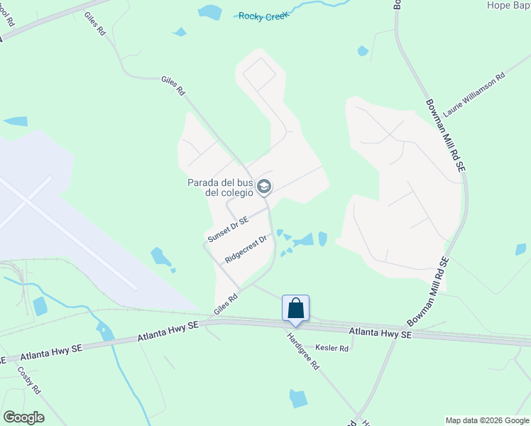 map of restaurants, bars, coffee shops, grocery stores, and more near 1200 Sunset Drive Southeast in Winder