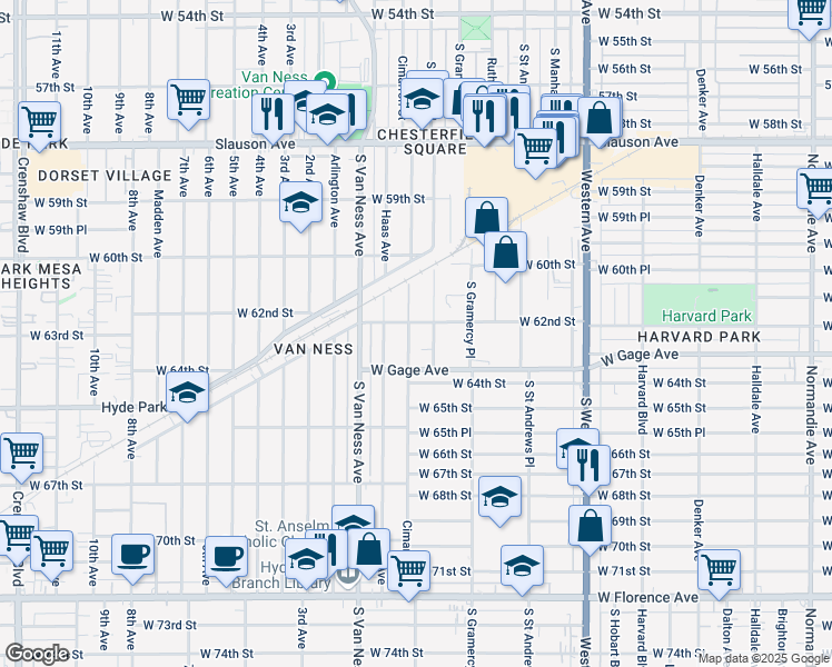 map of restaurants, bars, coffee shops, grocery stores, and more near 6230 Cimarron Street in Los Angeles