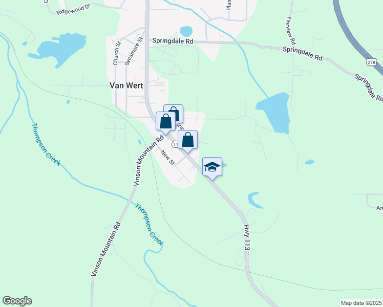 map of restaurants, bars, coffee shops, grocery stores, and more near 100 New Street in Rockmart