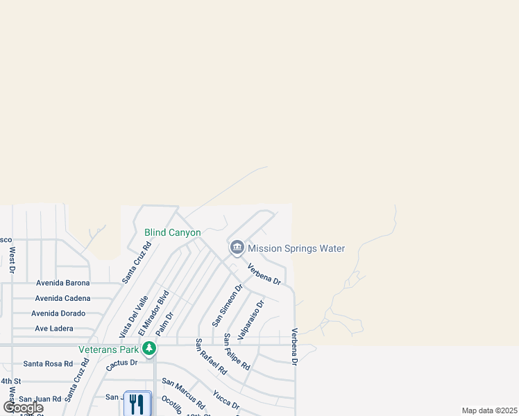 map of restaurants, bars, coffee shops, grocery stores, and more near 9111 Valencia Drive in Desert Hot Springs