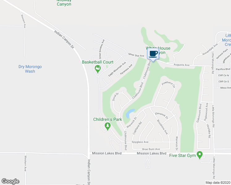 map of restaurants, bars, coffee shops, grocery stores, and more near 64222 Doral Drive in Desert Hot Springs