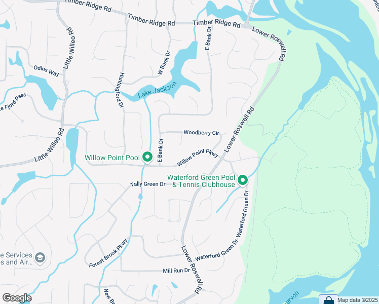 map of restaurants, bars, coffee shops, grocery stores, and more near 1360 Willow Point Terrace in Marietta