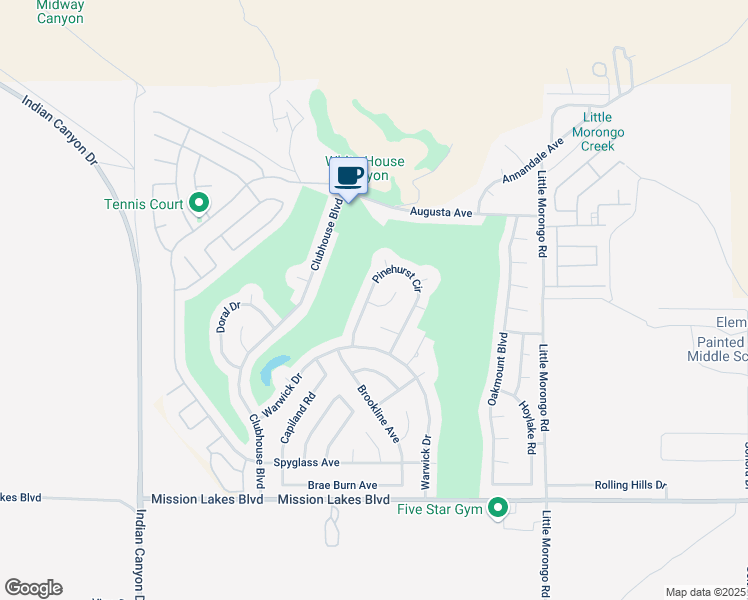 map of restaurants, bars, coffee shops, grocery stores, and more near 64620 Picard Court in Desert Hot Springs