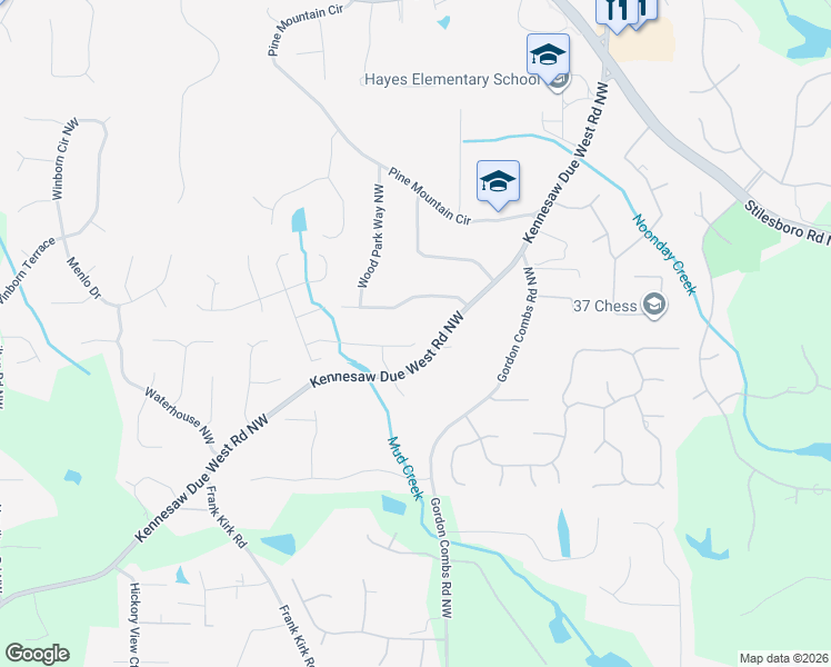map of restaurants, bars, coffee shops, grocery stores, and more near 2989 Windward Drive Northwest in Kennesaw