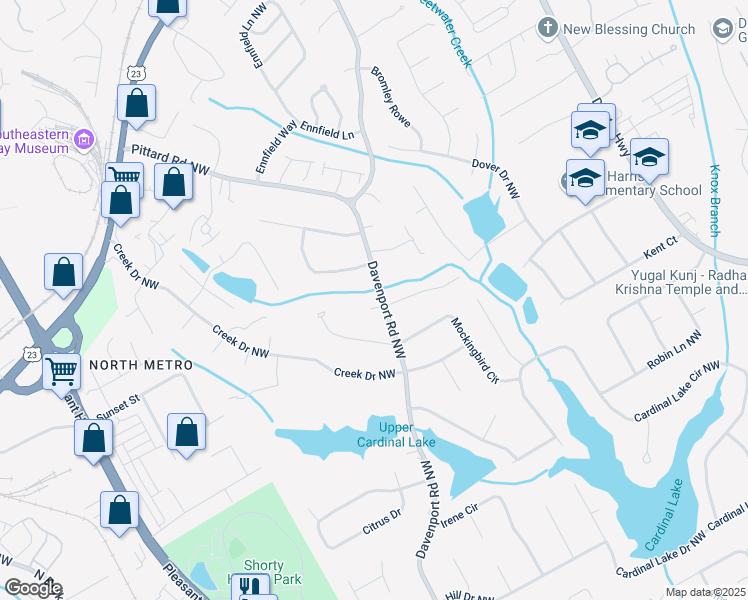 map of restaurants, bars, coffee shops, grocery stores, and more near 3393 Star Pine Court in Duluth