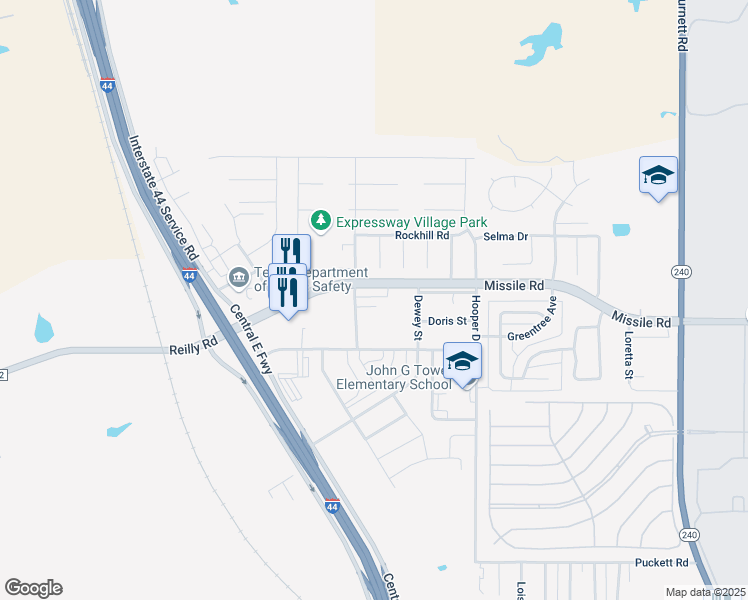 map of restaurants, bars, coffee shops, grocery stores, and more near 5 Worthington Court in Wichita Falls
