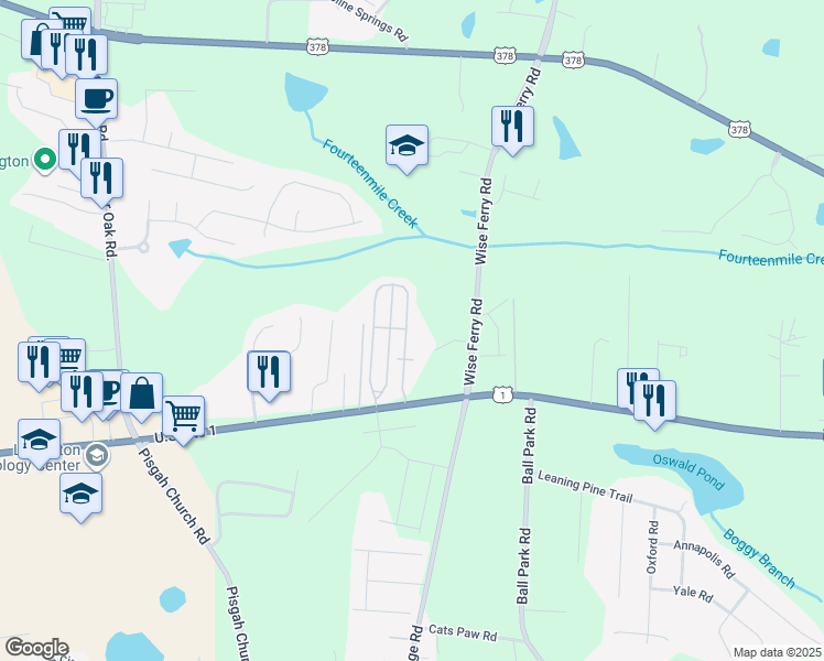 map of restaurants, bars, coffee shops, grocery stores, and more near 328 Dawsons Park Drive in Lexington