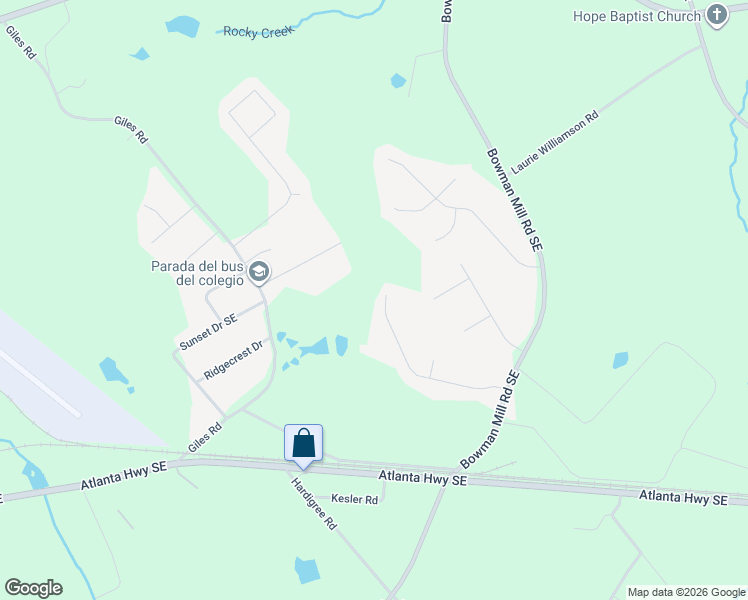 map of restaurants, bars, coffee shops, grocery stores, and more near 842 Brandon Drive in Winder