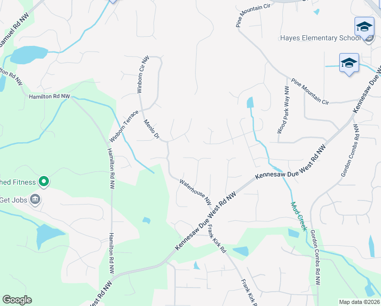 map of restaurants, bars, coffee shops, grocery stores, and more near 3306 Past Place in Kennesaw