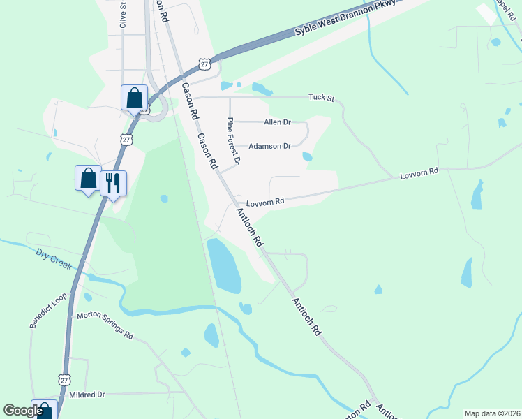 map of restaurants, bars, coffee shops, grocery stores, and more near 46 Lovvorn Road in Cedartown