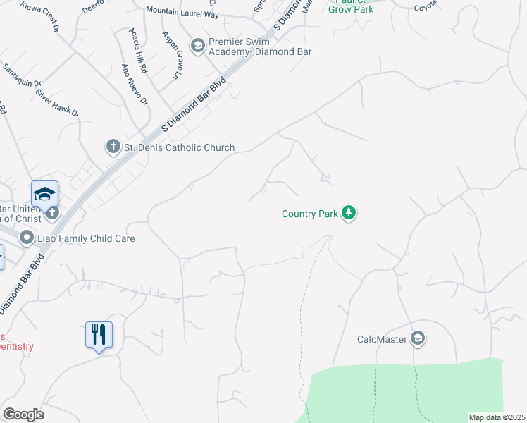 map of restaurants, bars, coffee shops, grocery stores, and more near 22810 Lazy Trail Road in Diamond Bar
