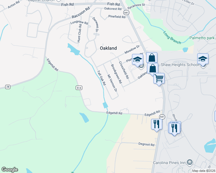 map of restaurants, bars, coffee shops, grocery stores, and more near 2361 Mount Vernon Drive in Sumter