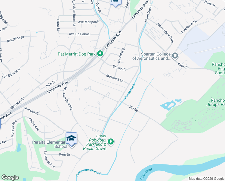 map of restaurants, bars, coffee shops, grocery stores, and more near 5978 Saddlehorn Lane in Riverside