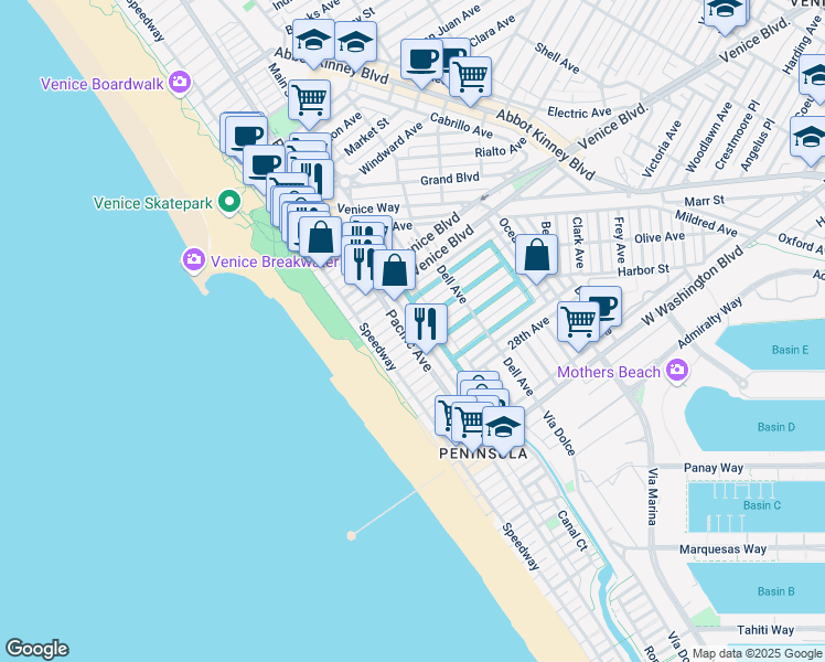 map of restaurants, bars, coffee shops, grocery stores, and more near 2308 Strongs Drive in Los Angeles