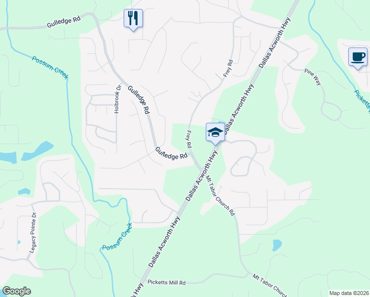 map of restaurants, bars, coffee shops, grocery stores, and more near 159 Frey Road in Dallas
