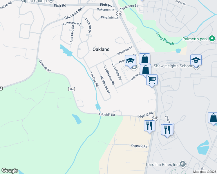 map of restaurants, bars, coffee shops, grocery stores, and more near 2349 Mount Vernon Drive in Sumter