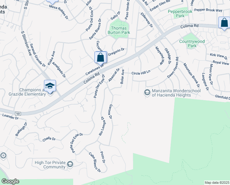 map of restaurants, bars, coffee shops, grocery stores, and more near 16407 Canberra Court in Hacienda Heights