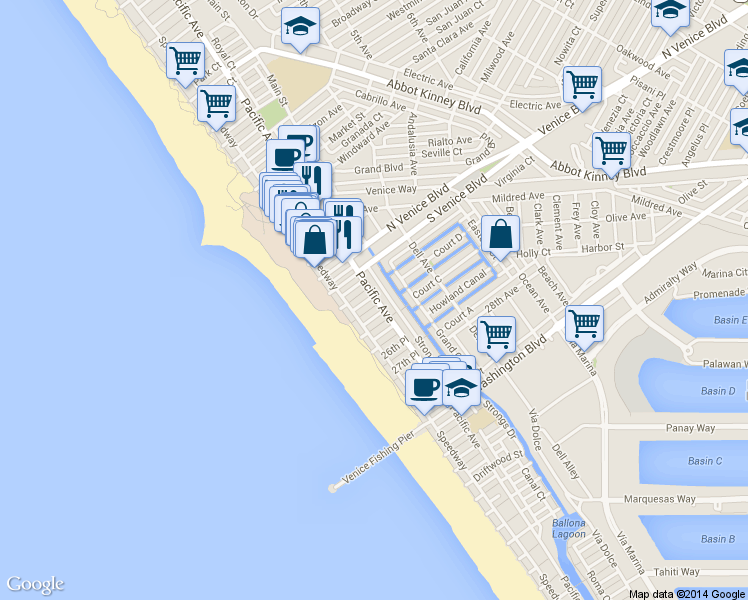 map of restaurants, bars, coffee shops, grocery stores, and more near 2308 Strongs Drive in Los Angeles