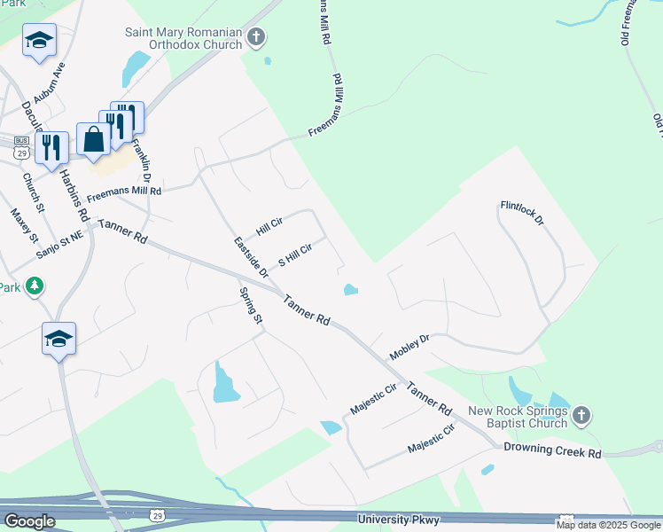 map of restaurants, bars, coffee shops, grocery stores, and more near 593 South Street in Dacula