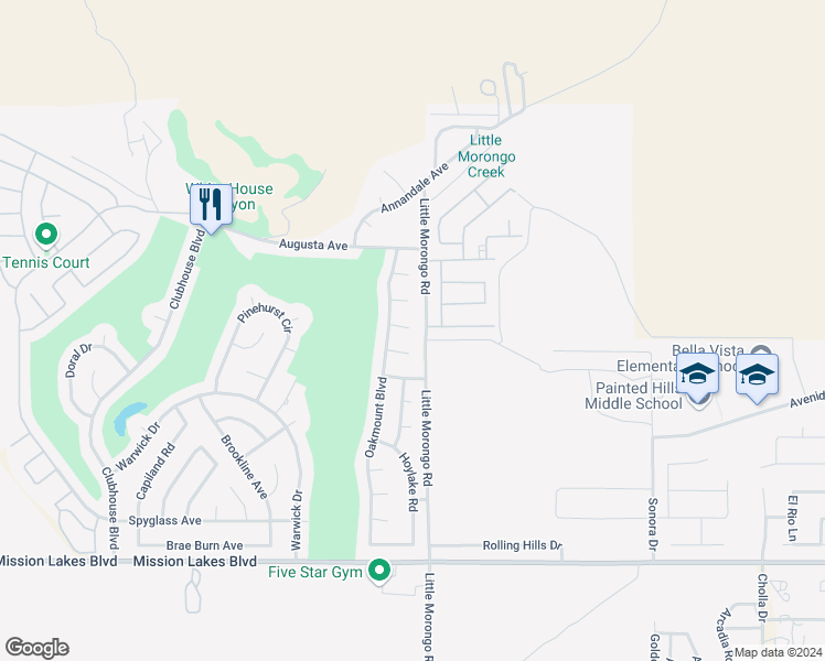 map of restaurants, bars, coffee shops, grocery stores, and more near Leonard Court in Desert Hot Springs