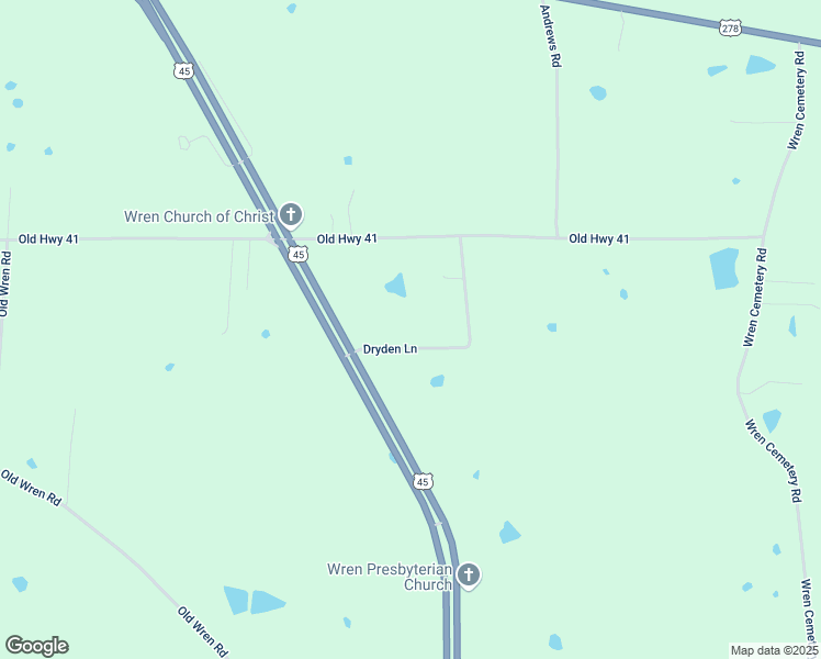 map of restaurants, bars, coffee shops, grocery stores, and more near 30013 Dryden Lane in Okolona
