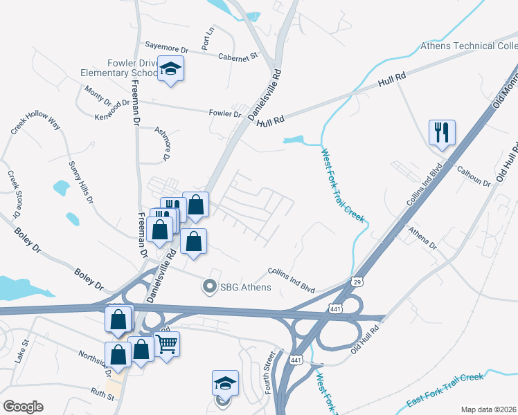 map of restaurants, bars, coffee shops, grocery stores, and more near 174-102 Chrisaren Place in Athens