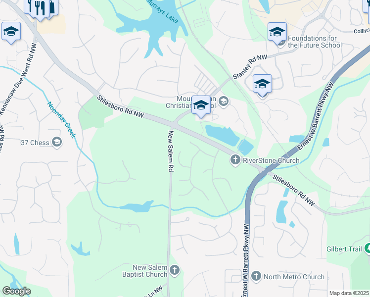 map of restaurants, bars, coffee shops, grocery stores, and more near 2023 Ector Court Northwest in Kennesaw