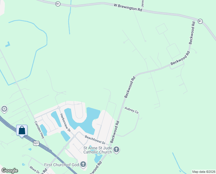map of restaurants, bars, coffee shops, grocery stores, and more near 2120 Beckwood Road in Sumter