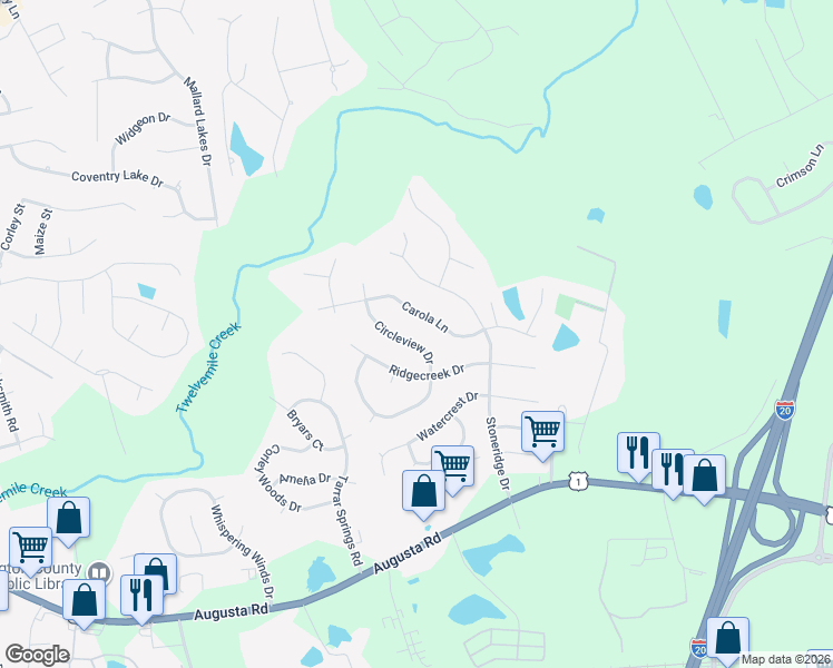 map of restaurants, bars, coffee shops, grocery stores, and more near 75 Circleview Drive in Lexington