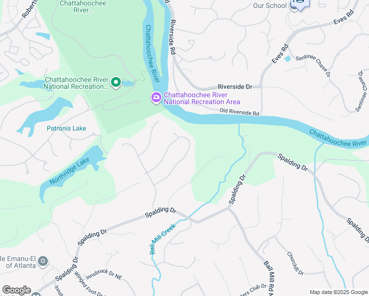 map of restaurants, bars, coffee shops, grocery stores, and more near 1650 Lazy River Lane in Atlanta