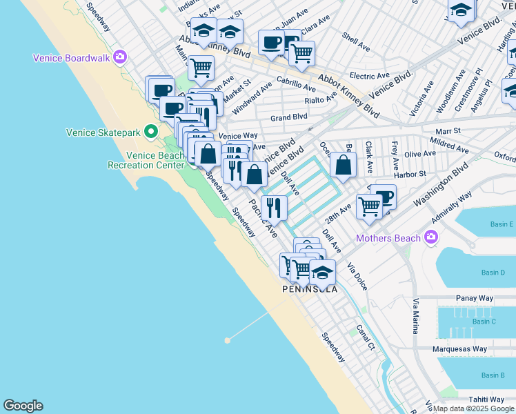 map of restaurants, bars, coffee shops, grocery stores, and more near 2308 Strongs Drive in Los Angeles